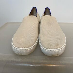 Rothy's Women’s Cream Slip-On Loafers with Blue Trim Size 11